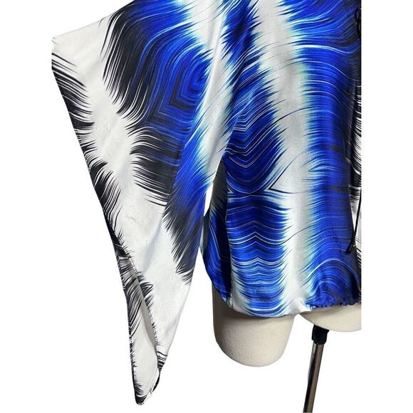 Alberto Makali Silk Geometric Print Peasant Blouse Size Medium - Picture 2 of 6